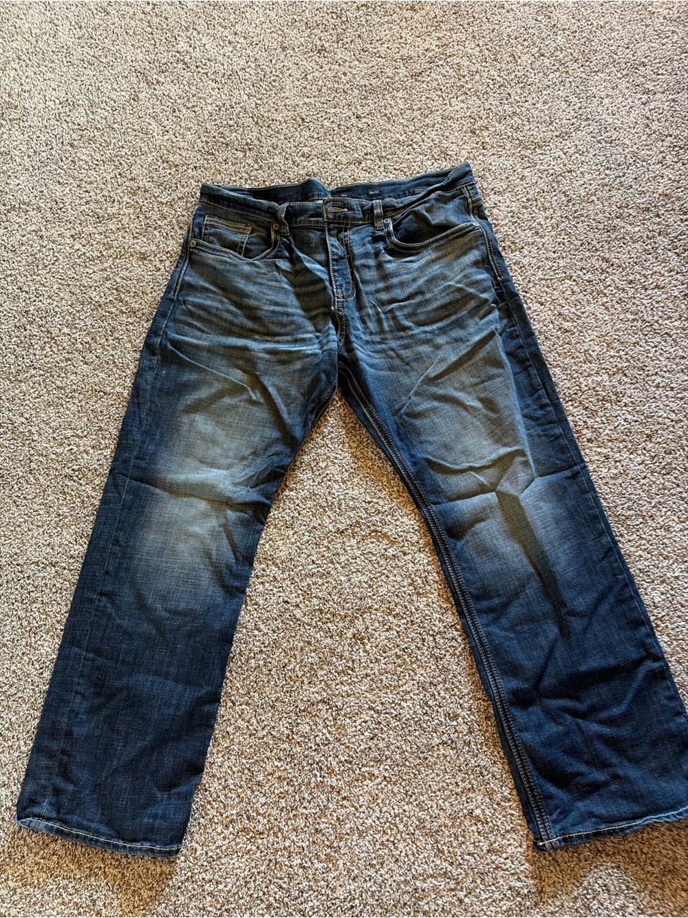 BKE Men's Dark Blue Straight-Leg Jeans